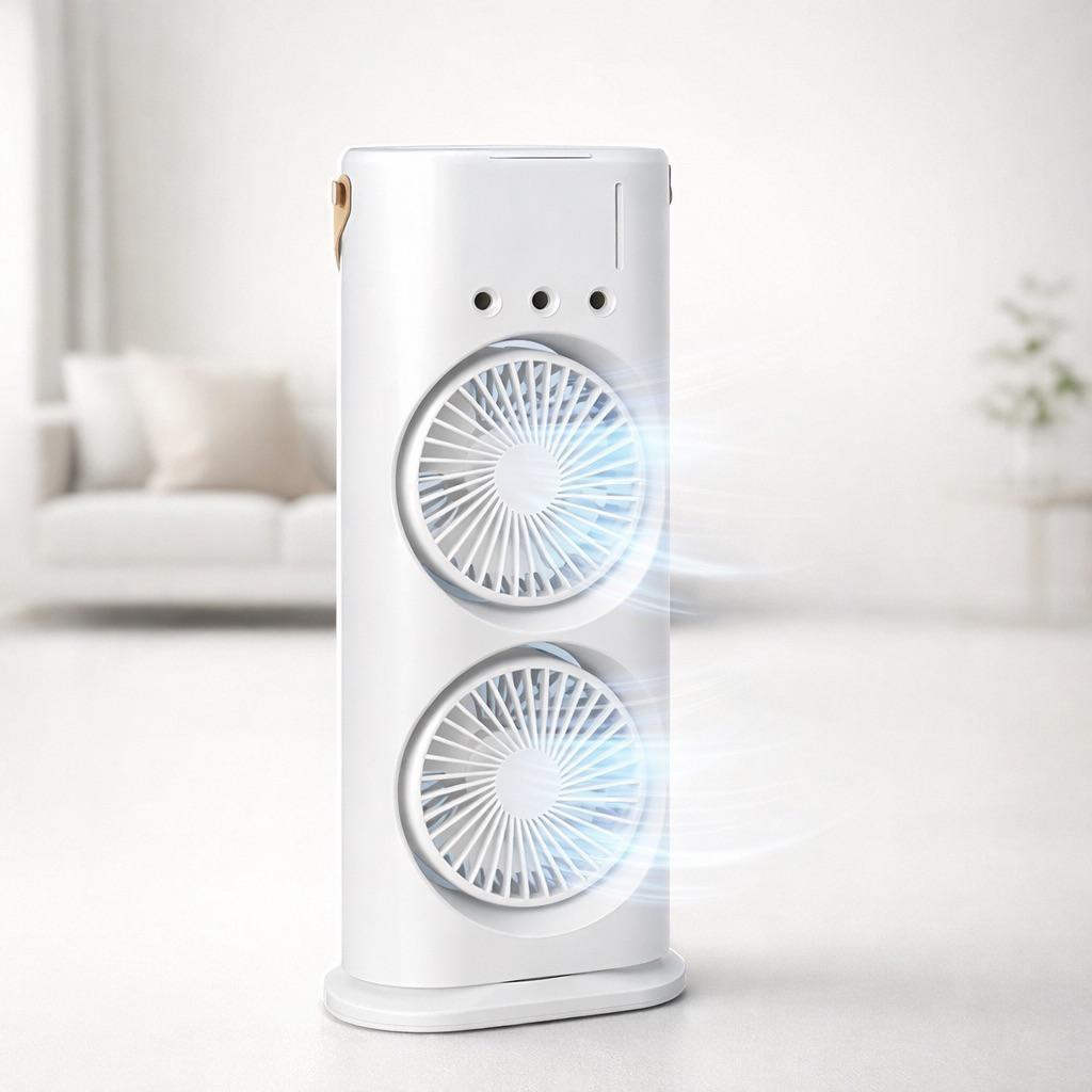 Portable Dual-Fan Tower Air Cooler with Adjustable Speed and Quiet Operation